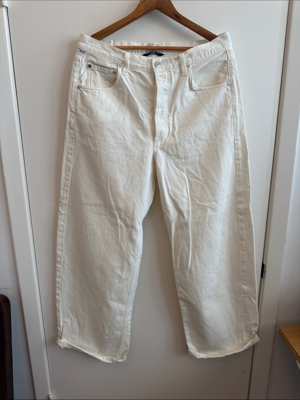 Citizens Of Humanity Women’s Ayla Wide Leg Jeans, Size 31, cream